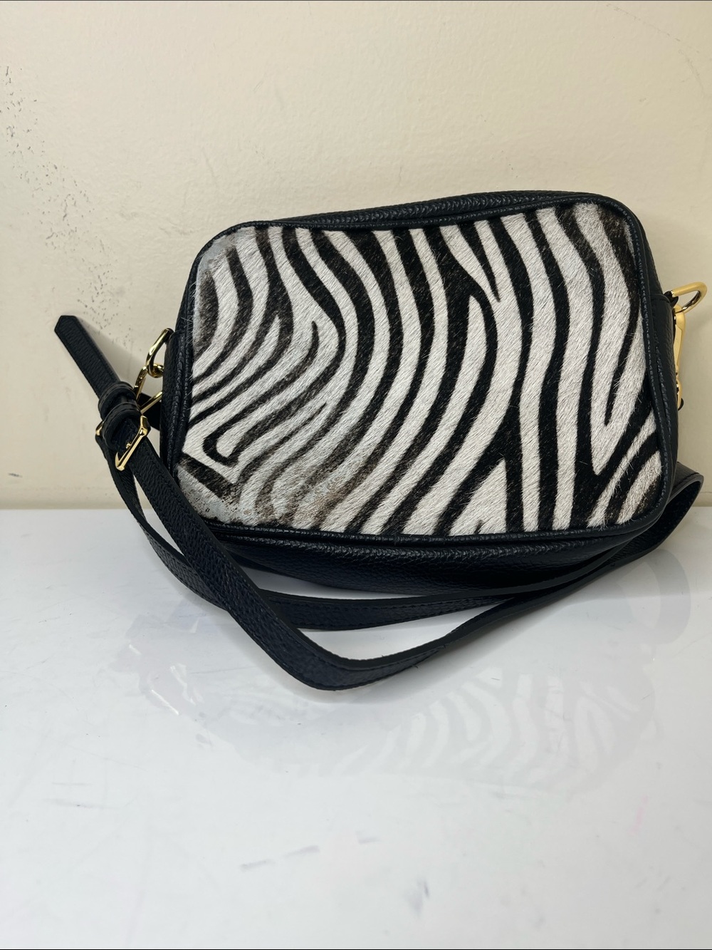 Quince Black & White Zebra-Print Crossbody Bag